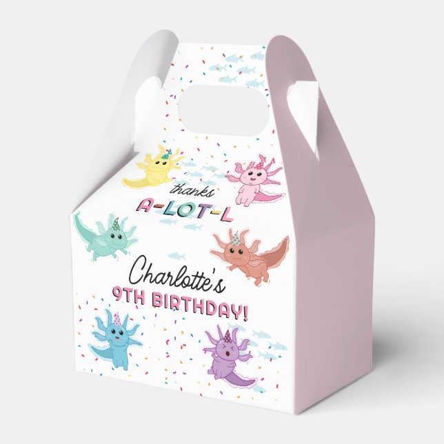 Axolotl Kids Cute Salamander Födelsedagsfest Presentaskar (Framsidan Sidan)