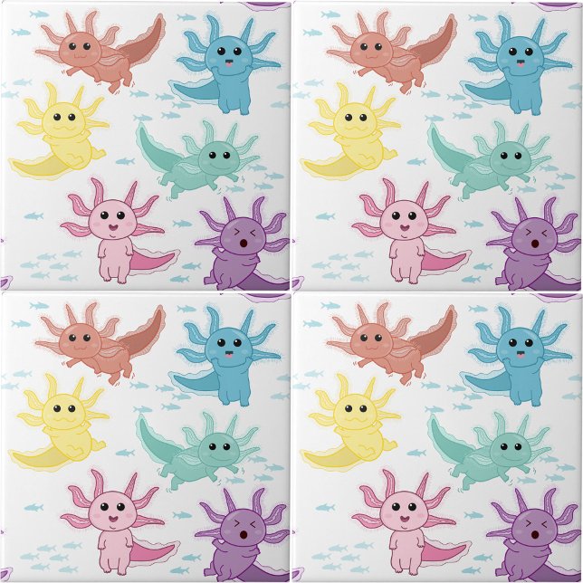 Axolotl Kids Cute Salamander Kids Bedroom Nursery Kakelplatta (Axolotl Kids Cute Salamander Kids Bedroom Nursery Ceramic Tile)