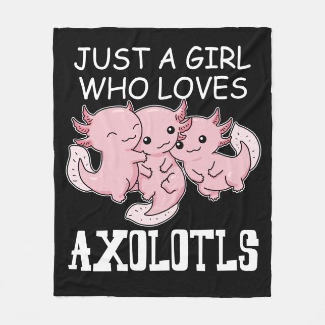 Axolotl Kids Kawaii Axolotl Gift Girls Axolotl Fleecefilt (Framsidan)