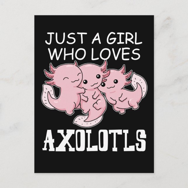 Axolotl Kids Kawaii Axolotl Gift Girls Axolotl Vykort (Framsida)
