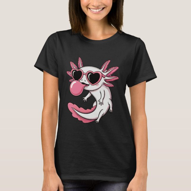 Axolotl Kräldjur Roligt Blåser Bubbla T Shirt (Framsida)