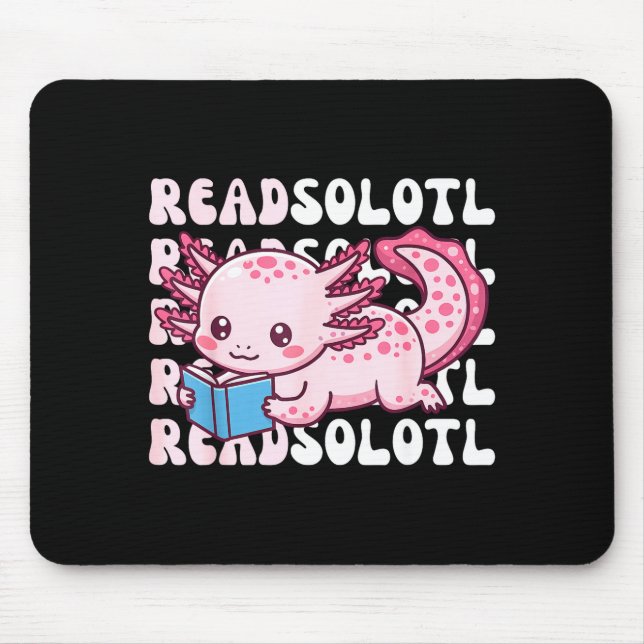 Axolotl läser bok kawaii läsning av böcker för män musmatta (Framsidan)