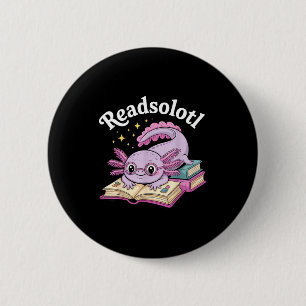 Axolotl läser solotl rolig läsning söt kawaii knapp