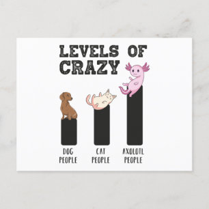 Axolotl Levels of Crazy Funny Animals Gift Vykort