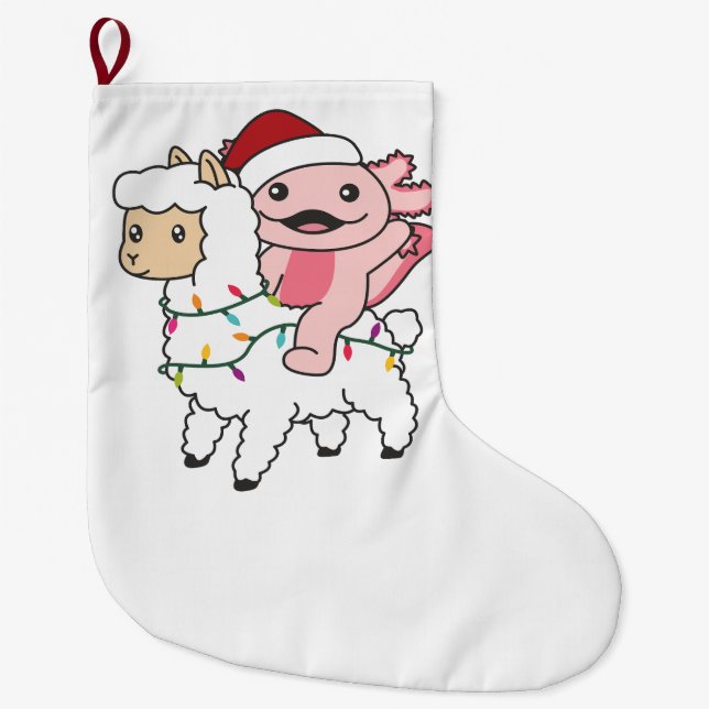 Axolotl Llama Alpaca Julvinterdjur Stor Julstrumpa (Framsidan)