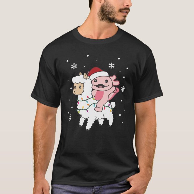 Axolotl Llama Alpaca Julvinterdjur T Shirt (Framsida)