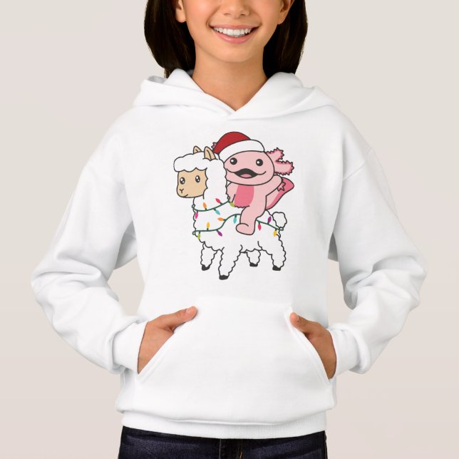 Axolotl Llama Alpaca Julvinterdjur T Shirt (Framsida)