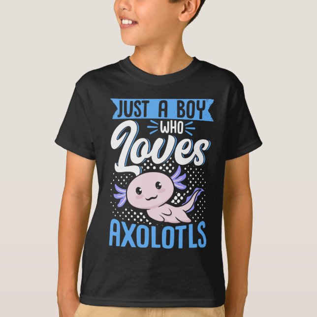 Axolotl Lover Just A Boy Who Loves Axolotls Kawaii T Shirt (Framsida)