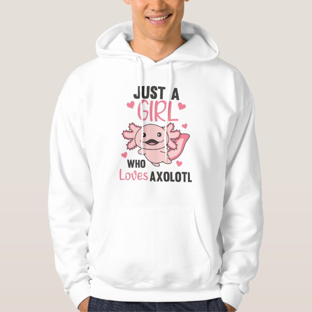 Axolotl Lovers Sweet Animals For Girls Pink Hoodie (Framsida)