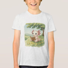 Axolotl Loves Reading – Watercolor Kids’ Tee