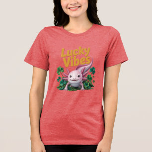 Axolotl Lucky Vibes Söt Rosa T-Shirt Design