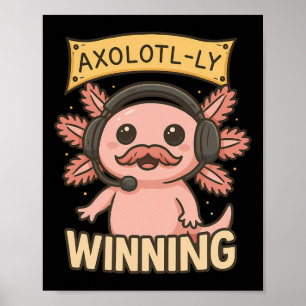 Axolotl-ly Vinnande Rolig Gamer Design För Axolotl Poster