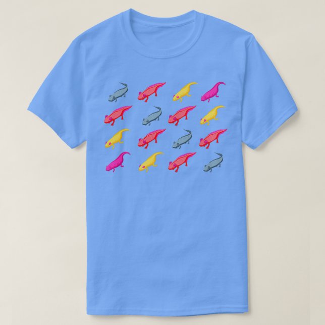 Axolotl många färg amfibians t shirt (Design framsida)