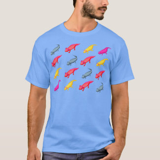 Axolotl många färg amfibians t shirt