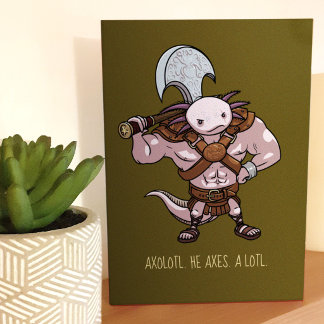 Axolotl med en Yxa Gladiator Krigare Konstverk Kort