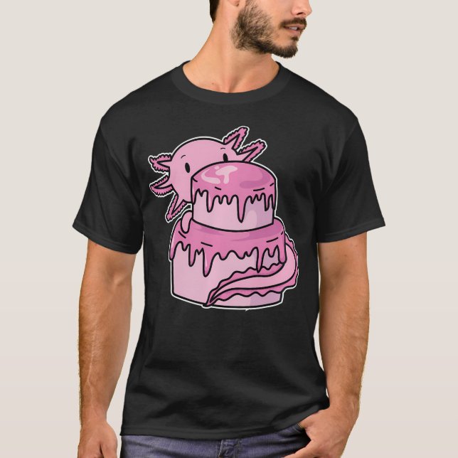 Axolotl med födelsedagstårta t shirt (Framsida)