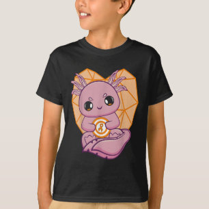 Axolotl med orange band för leukemi medvetenhet t shirt