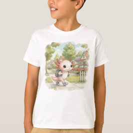 Axolotl med ryggsäck – Vattenfärg Barn T Shirt