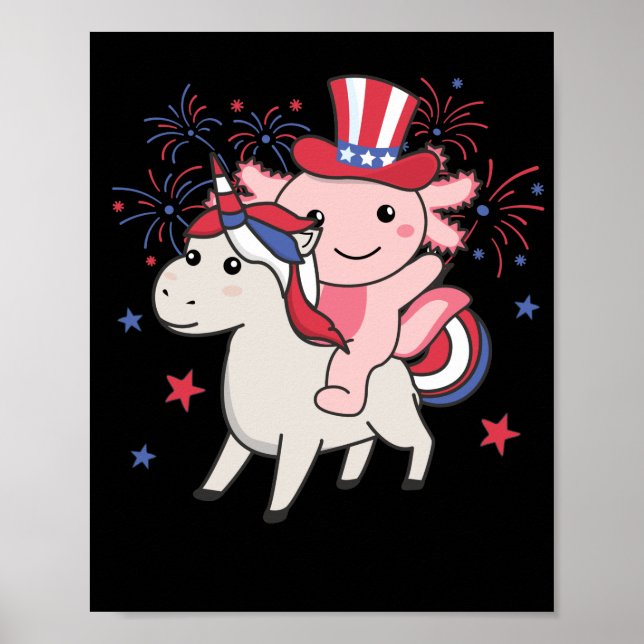Axolotl med Unicorn för fyrverkerier från den fjär Poster (Framsidan)