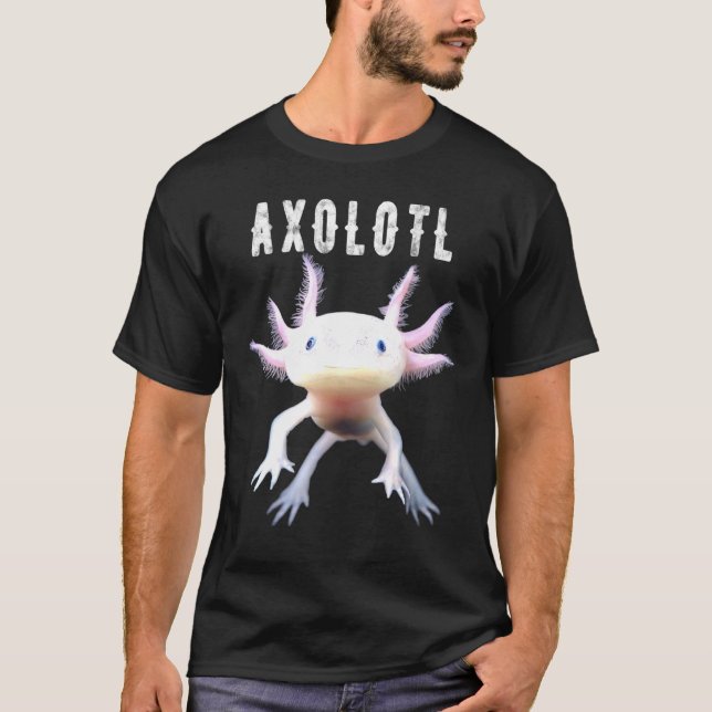 Axolotl Mexican Walking Fish Cute Amphibian Smilin T Shirt (Framsida)