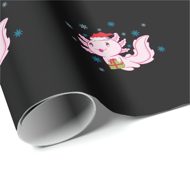 Axolotl mit Geschenk vom Weihnachtsmann Presentpapper (Rullad Hörn)
