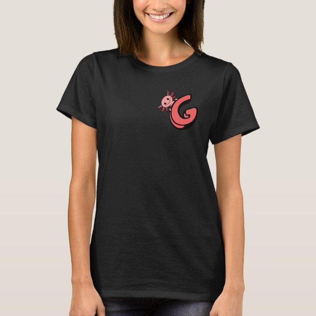 Axolotl Monogram Salamander Brev G Initial Axolo T Shirt (Framsida)