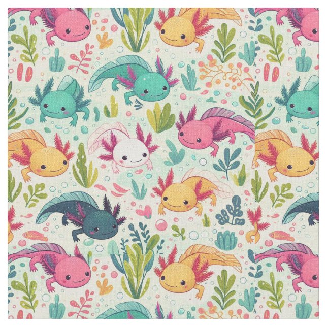 Axolotl Mönster Fabric Tyg (Närbild)