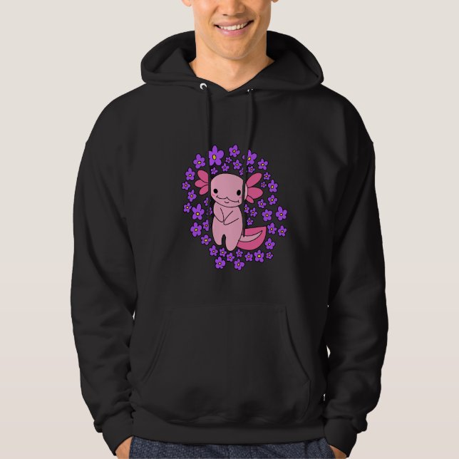 Axolotl och blommor  hoodie (Framsida)