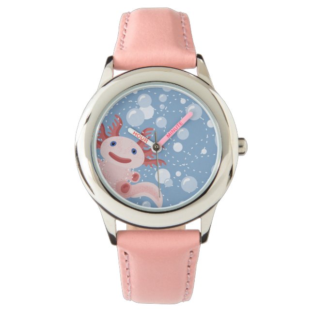 Axolotl och Bubbles Fold Vector Design Armbandsur (Framsida)