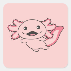 Axolotl Olika typer av Axolotls Cute Animals Fyrkantigt Klistermärke