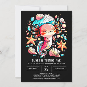 Axolotl Online Pastel Birthday Inbjudningar