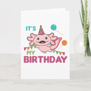 Axolotl önskar att det vore min födelsedag Söt Axo Kort