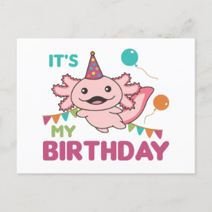 Axolotl önskar att det vore min födelsedag Söt Axo Vykort