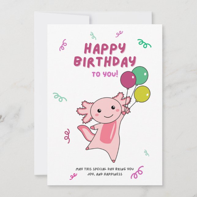 Axolotl önskar glad födelsedag till dig Axolotls I Inbjudningar (Framsida)