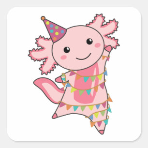 Axolotl Önskemål Grattis på födelsedagen till dig  Fyrkantigt Klistermärke