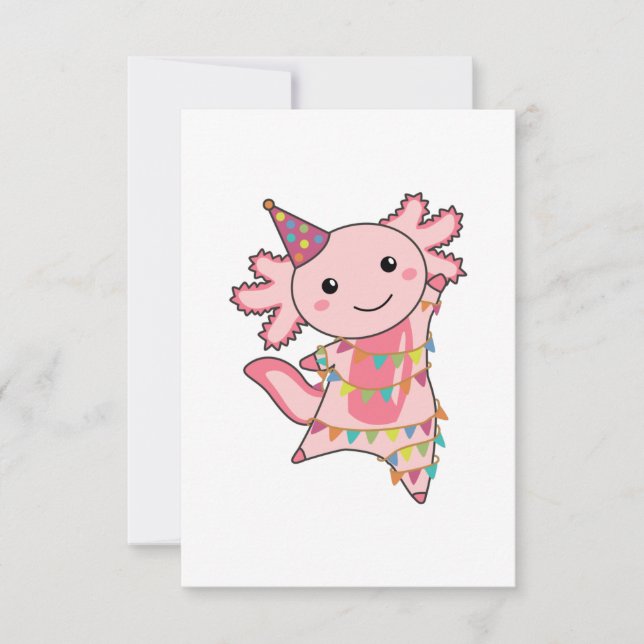 Axolotl Önskemål Grattis på födelsedagen till dig  Inbjudningar (Framsida)