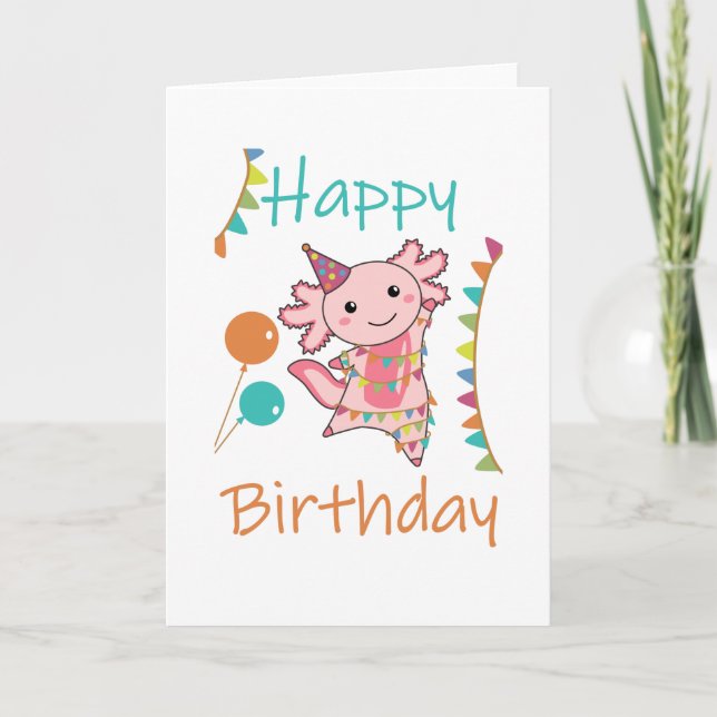 Axolotl Önskemål Grattis på födelsedagen till dig  Kort (Framsida)