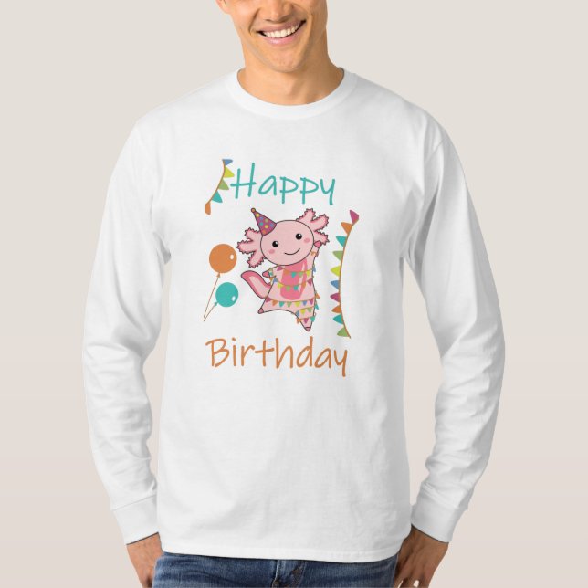 Axolotl Önskemål Grattis på födelsedagen till dig  T Shirt (Framsida)