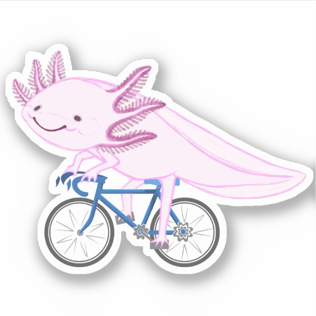 Axolotl på en cykel klistermärken (Framsida)