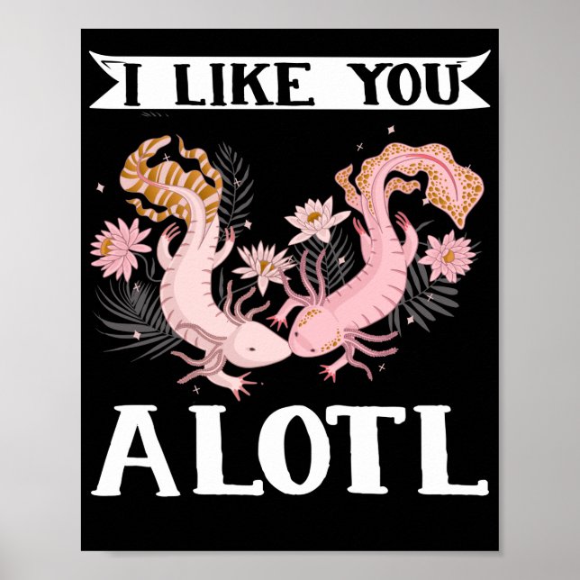 Axolotl par vänner jag gillar dig en Lotl Kawaii Poster (Framsidan)