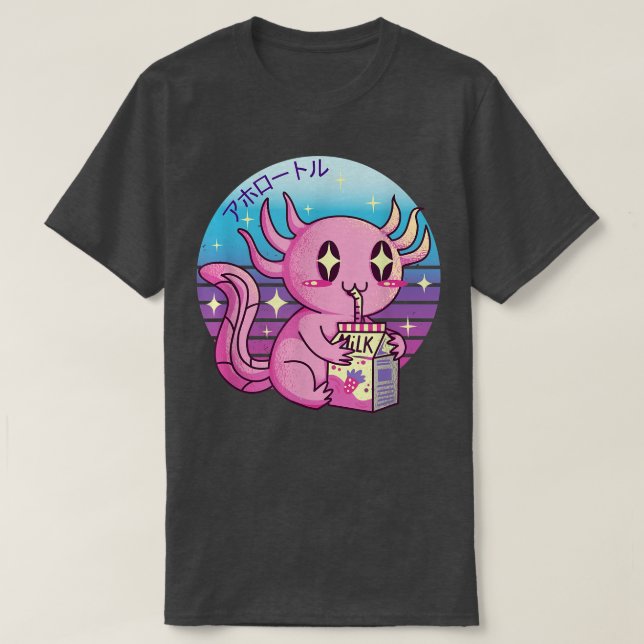 Axolotl Pastel Goth Strawberry Milk Shake Anime Ae T Shirt (Design framsida)