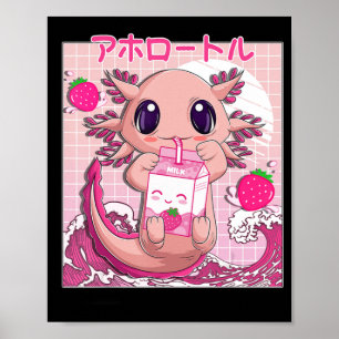 Axolotl Pastel Goth Strawberry Mjölk Shake Anime A Poster