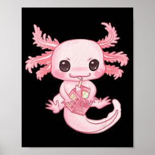 Axolotl Pastel Goth Strawberry Mjölk Shake Anime A Poster