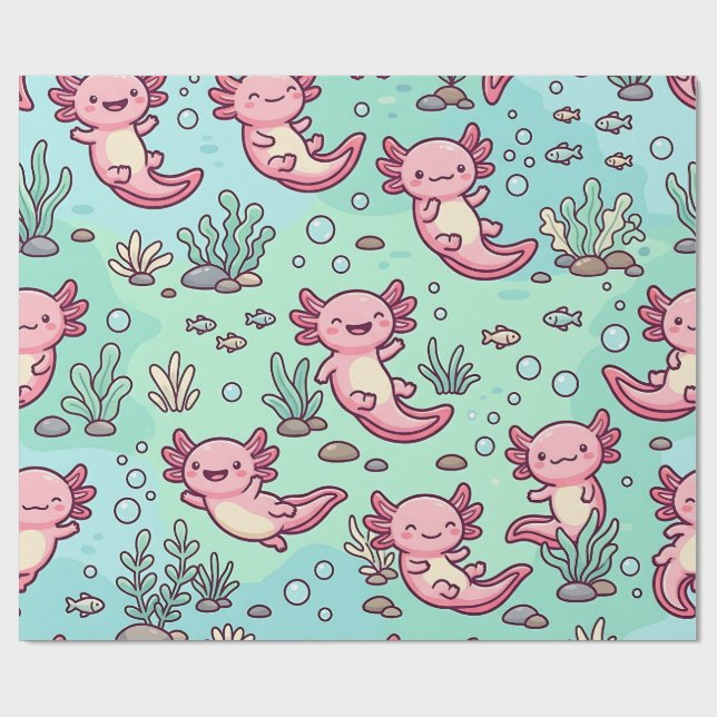 Axolotl Pastell Papper för Presentinslagning Presentpapper (Platt)