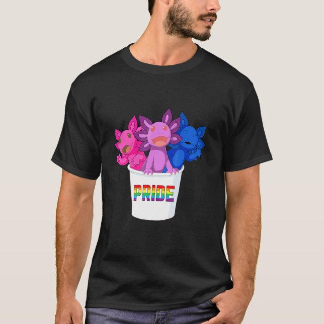 Axolotl Pile Bisexual Pride Flagga Lgbtq T Shirt (Framsida)