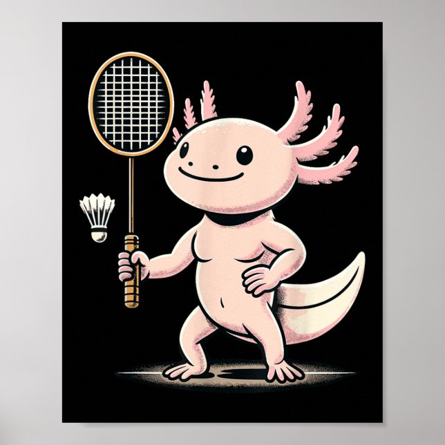 Axolotl Playing Badminton Player Shuttle Sport  Poster (Framsidan)