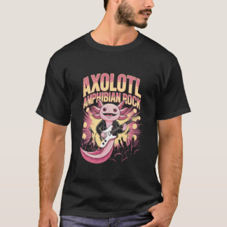 Axolotl Playing Guitar Cute Funny Guitarist Musici T Shirt