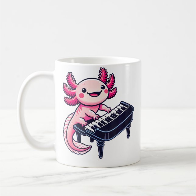 Axolotl Playing Piano Axolotls Musician Music Kaffemugg (Vänster)