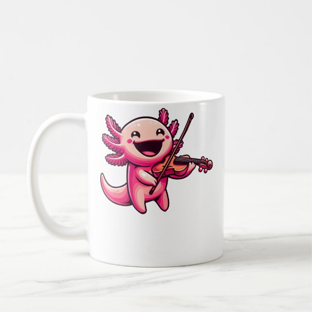 Axolotl Playing Violin Axolotls Musician Music Kaffemugg (Vänster)