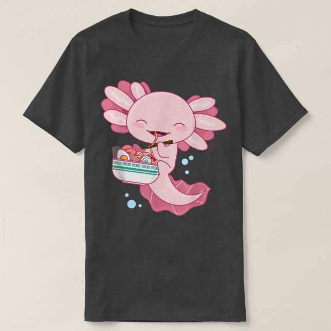 Axolotl Ramen Bowl, Axolotl som äter japansk Ramen T Shirt (Design framsida)